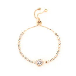 High-end Fashionable Rose Gold Loving Heart Zircon Bracelet Simple Alloy Diamond Women's Brace Lace Bracelet