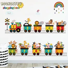 Wall Stickers Cartoon Train Animal Car Traffic Transport Sticker PVC Rainbow Balloon Decals for Nursery Kids Living Room Decors 230808