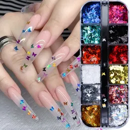 Unha Glitter Paillette Borboleta Brilhante Espelho Slice Art Lantejoulas Holográficas Polonês Flocos DIY Acrílico para Unhas Pó LE1591 230808