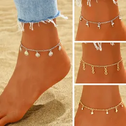 Anklets 2023 Fashion Simple Female Foot Jewelry Butterfly Dolphin and Tree Mönster för kvinnor Justerbar kedja