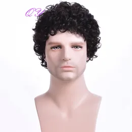 Cosplay Wigs Synthetic Wig for Men Natural Black Short Kinky Curly Hair Men Wigs Fashion Style Adjustable Size Breathable Wigs Male 230807