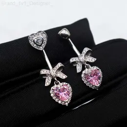 Miqiao Navel Ring Silver 925 Belly Button Piercing Navel Piercing Bowknot Pink Heart Jewelry 925 Sterling Silver Sexy L230808