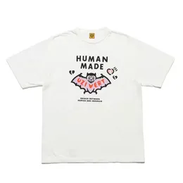 Human Made Cartoon Bat Print T-shirts Summer Short Sleeved Loose Casual Men and Women's Par Tee