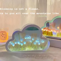 العناصر الجدة DIY Cloud Tulip LED Night Light Light Tulip Light Light Mirror DIY Cloud Desk Lamp LED مصباح مصباح مكتب مصباح مكتب الديكور 230808