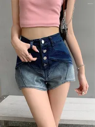 Shorts Feminino Alien Kitty Feminino Tie-Dying Chic Slim Bodycon All Match Jeans Verão 2023 Cintura Alta Office Lady Denim Party