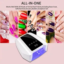 72W Rechargeable UV LED Gel Nail Lamp,Cordless Nail Dryer For Gel Polish With Auto Sensor Professional Nail Art Tools,White Nails Supplies