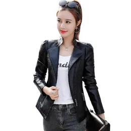 Women's Leather Faux Leather Moto Jacket 2018 New Women Slim Plus Size 5XL 6XL Black Leather Coat Ladies Spring Autumn Pink Biker Jakcets Casaco Feminino HKD230808