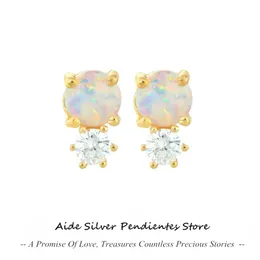 Stud Aide 925 Silver Earring Fine Opal Zircon 18K Gold Plated Mini Söt bröllop smycken present Bijoux Argent Massif Pour Femme 230807