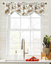 Curtain Autumn Flower Eucalyptus Leaf Texture Window Living Room Kitchen Cabinet Tie-up Valance Rod Pocket