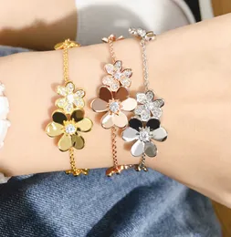 Pulseiras marca de luxo frivoles pulseira 5 flores pulseira mulheres sorte cereja flora primavera joaninha designer jóias conjunto trevo pulseiras wo