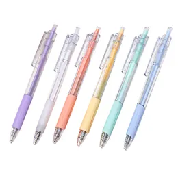 Ballpoint Pens Macaron 6 Colors Pen 05mm Black Ink Quick Dry Signing for Student School Stationery Kawaii Office Supplies Gift 230807