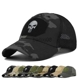 Ball Caps Ttical военные бейсбольные шапки многоцветные камуфляжные дышащие солнцезащитные козырьки сетка на открытом воздухе, пешеходные скелеты, шляпа Snapbk J230807