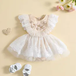 Girl's Dresses Ma Bayi 0-18M Gaun Bayi Perempuan Baru Lahir Putri Balita Renda Bunga Tutu Gaun Pesta Ulang Pernikahan untuk Anak Perempuan