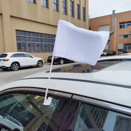 DHL200PCS Banner Flagi Sublimacja DIY Biała pusta poliestrowa flaga samochodu z flagstaff
