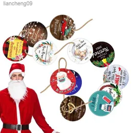 Merry Christmas Decoration Wooden Hanging Sign Banner Ornament Round Shape Christmas Tree Pendant Xmas Tree Decor Navidad Gifts L230620