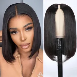 Synthetic Wigs Straight short Bob V Part Human Hair For Women Shape Brazilian Glueless Wig No Leave Out 230807