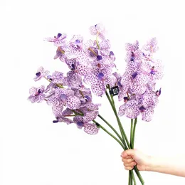 Dekoracyjne kwiaty wieńce luksusowe plamki Vanda Orchid Real Touch Lateks Petal 7flowers/STEM Wedding Artificial Event Dekoracja - Indigo 230808