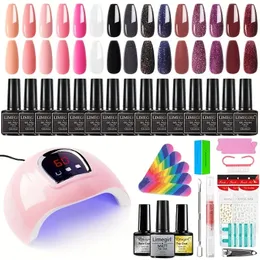 Professional Nail Set With Nail Polish Set Equipped With UV Nail Lamp Suitable For All Semi-permanent Nail Art Gel Clear Paint Tools Set
