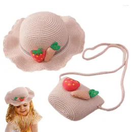 Giyim setleri çocuklar güneş şapka saman çantası yaz plaj şapkalar için çanta kızlar serin nefes alabilen cep kiti tatil yüzme havuzu