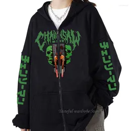 Herren Hoodies Anime Chainsaw Man Unisex Reißverschluss Hip Hop Mäntel Kleidung Übergroße Streetwear Manga Cosplay Zip Up Herren Fleecejacken