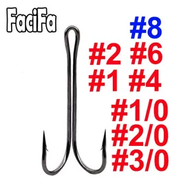 Fishing Hooks 20pcs Long Shank Double Hook Weedless Fishing hook Fly Tying Duple Hook for Jig Bass Fish Hook fishing tackle For Soft Lure 230807