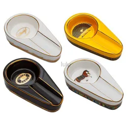 Portable Travel Ceramic Cigar Ashtray Yellow Cohiba Cigar Accessories HKD230808