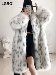 Kvinnors päls faux päls LGRQ 2023 Winter Fur Coat Women's Medium Long Midjefistless Spotted Long Sleeve Fake Polka Dots Jacket Female Windbreaker WV9630 HKD230727