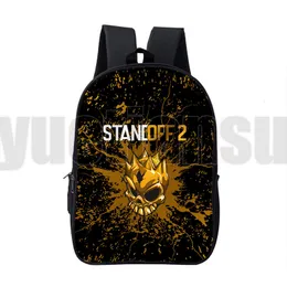 Skolväskor SAC A DOS 16 Inch Canvas Double Zipper Standoff 2 Ryggsäckar Anime Mochila Cartoon 3D Print School Bag Shooting Game Bag Children 230807