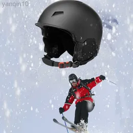 Hełm narciarski Snowboard Safety Safety Profesjonalny kask narciarski z uszu hełm narciarski Hower Outdoor Sport Hap z gogle stał pasek HKD230808