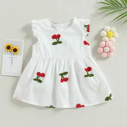 Flickas klänningar ma baby gaun anak perempuan anak-anak bayi balita gaun gambar ceri stroberi untuk anak perempuan pakaian pantai musim panas