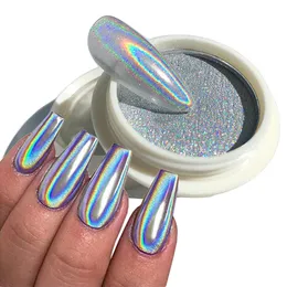 Nail Glitter Holographic Powder Chrome Laser Mirror Design Art Pigment Rub Dust Flakes Decorations Brush Manicure 230808