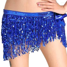 Bühnenkleidung Damen Paillettenrock Glitzer Bauchtanz Hüfte Mini Quaste Schal Rave Wickelgürtel Performance Party Kostüm Cowgirl Outfit