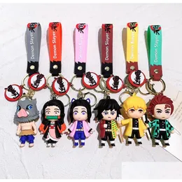 Jewelry Cute De Mon Slayer Animation Keychain Pvc Key Ring Accessories Kids Birthday Gift Drop Delivery Baby Maternity Dh6m1