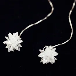 Stud Long Ice Flower 925 Sterling Silverörhängen för kvinnor Fashion Jewelry Sterlingsilverjewelry Pendientes 230807