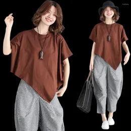 Women's Two Piece Pants Irregular Loose Top Summer Spring Suit Women Bat Shirt Short-sleeved T-shirt And Harem Baggy Set 2023