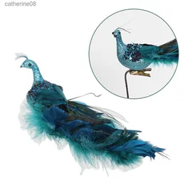 Peacock Statue Christmas Tree Toppers Xmas Tree Simulated Three-dimensional Peacock Hanging Decoration 2022 New Year Ornaments L230621
