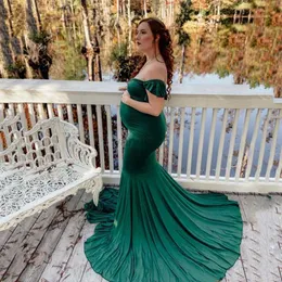 Maternity Dresses Maternity Dresses For Photo Shoot Pregnant Women Sexy Shoulderless Mermaid Gown Pregnancy Dress Baby Shower Photography Props HKD230808