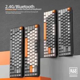 Spel K68 tangentbord Mekaniskt tangentbord 2.4G Wireless BT Bluetooth Wireless Gaming Computer Tangentboards Keyboard Keycaps HKD230808