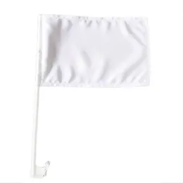 20st Banner Flags SubliMation Diy White Blank Polyester Double Sided Car Flag med Flagstaff