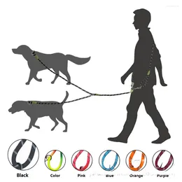 Dog Collars Hands Free Double Rope Leash Strong Training Leads Thick Nylon Adjustable For Dogs Service Walking Running