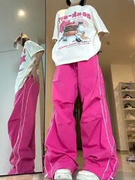 Spodnie damskie Capris DeepTown Y2K Pink Track Pants Women Hip Hop Hip Hop Wide Nogę Sweats Owwony Harajuku Kpop Szybkie suche Sports Sports 230807
