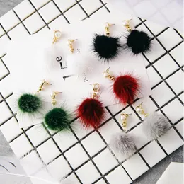 Dingle örhängen Shifeel 2023 Pearl Korea Mink Hair Ball Pendant Personlighet Temperament Enkel långa pendientes för kvinnliga smycken