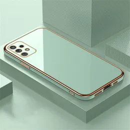 Glossy Plated Phone Case för Samsung Galaxy A52 A52S A72 A22 A53 A73 A33 A23 A32 4G 5G A51 A71 M32 Fall täckning Silikonskydd