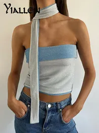 Kobiety S Tanki Camis Yialllen Summer Ubrania na kamizelkę Womans Seksowne Hipster Zwięzły zwięzły rękawów Bare Bliss Kobieta Casual Street Clothing 230808