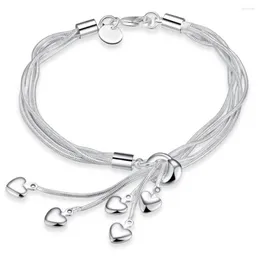 Braccialetti a maglie Matrimonio Rame placcato argento Gioielli di moda Bracciale da donna Catena a 5 fili Regalo Chiusura a moschettone resistente all'usura Quotidiano Elegante