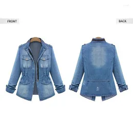 سترات نسائية Bigsweety Denim Top Women Autumn Fashion Long Sleeve Coat Coat بالإضافة إلى حجم 5XL