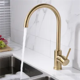 304 Stainless Steel Hot And Cold water Gold Kitchen Faucet Black Sink Mixer taps gourmet kitchen Faucets stream deck Brushed Tap