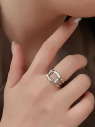 2023 neue S925 Sterling Silber Licht Luxus männer und frauen Ringe aushöhlen Flüssigkeit Eis Rock Zinn Papier Fühlen kunst Offenen Ring