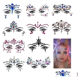 Nail Art Decorations Rhinestone Festival Face Jewels Sticker Fake Tattoo Stickers Body Glitter Tattoos Gems Flash For Music Party Ma Dhwxn