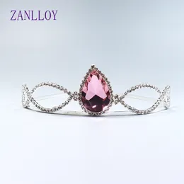 Jóias para cabelo de casamento ZANLLOY Fashion Exquisite Pink Crystal Crown Ladies Party Jewelry Princess Birthday Hair Band Bridal Wedding Hair Gift 230808